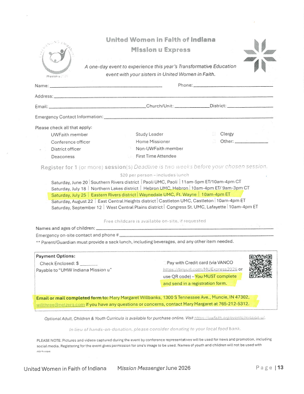 Mission U Express Signup Form